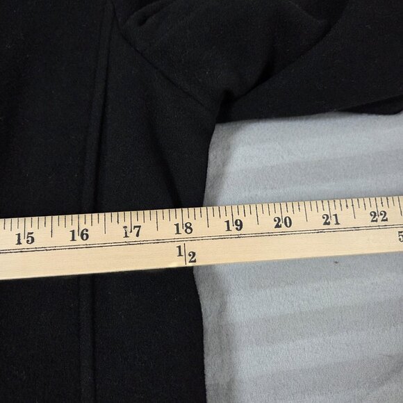 DKNY Coat Womens 12 Black Wool Cashmere Blend Ruffle Collar Long Dressy - Picture 6 of 10